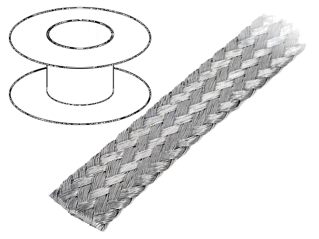 Vlechtwerk; tape; Thk: 1,5mm; W: 10mm; -20÷125°C; Verpakking: 25m Vlechtwerk; tape; Thk: 1,5mm; W: 10mm; -20÷125°C; Verpakking: 25m